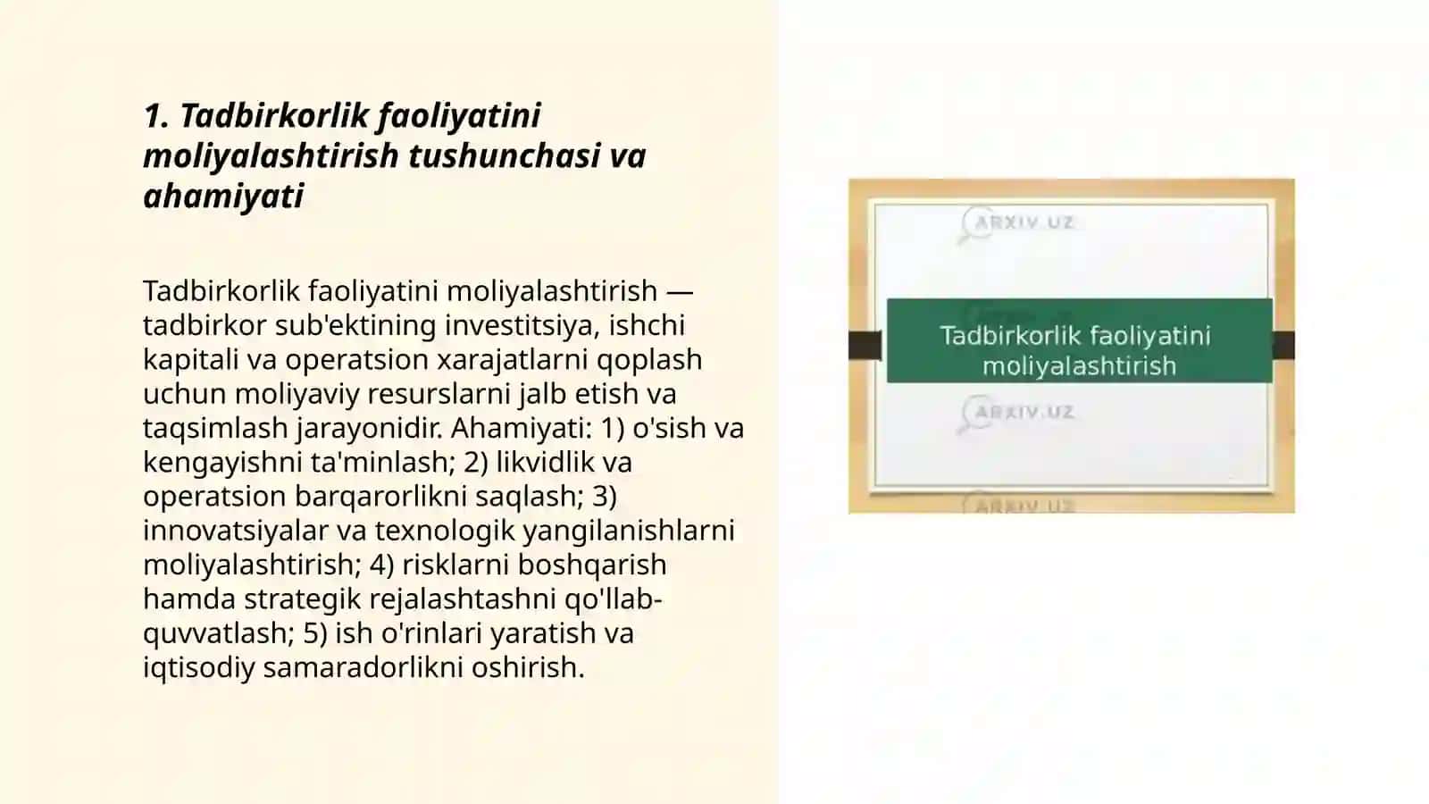 Tadbirkorlik faolyatini moliyalashtirish 3