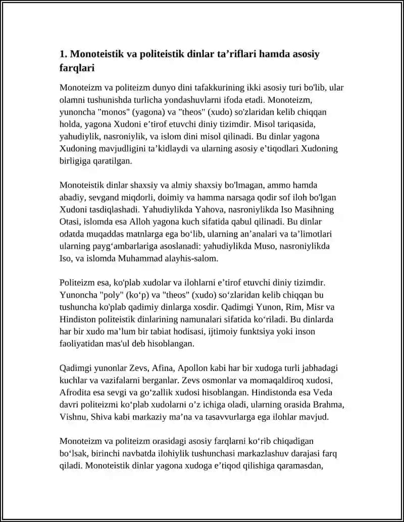 DUNYO DINLARINING UMUMIY TIZIMI:MONETEISTIK VA POLITEISTIK DINLAR TAQQOSIYOTI 3