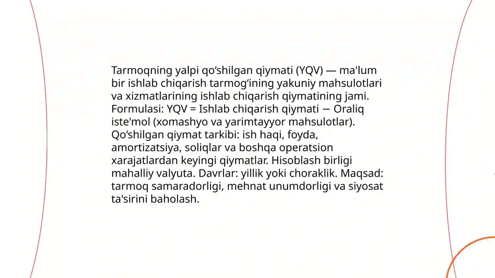 Tarmoqni ifodalovchi iqtisodiy ko'rsatkichlar 3