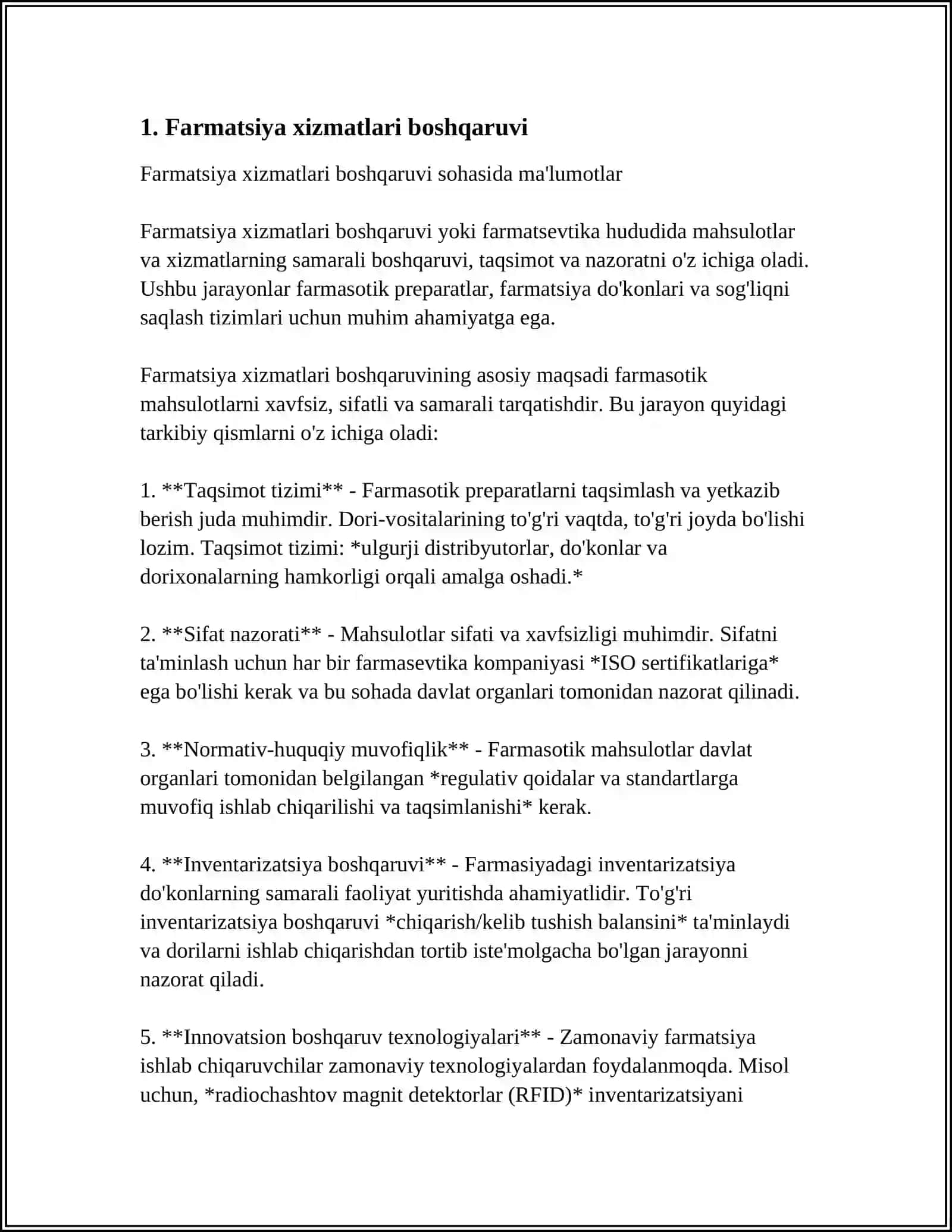 Farmatsiya Ishini Tashkil Qilish 3