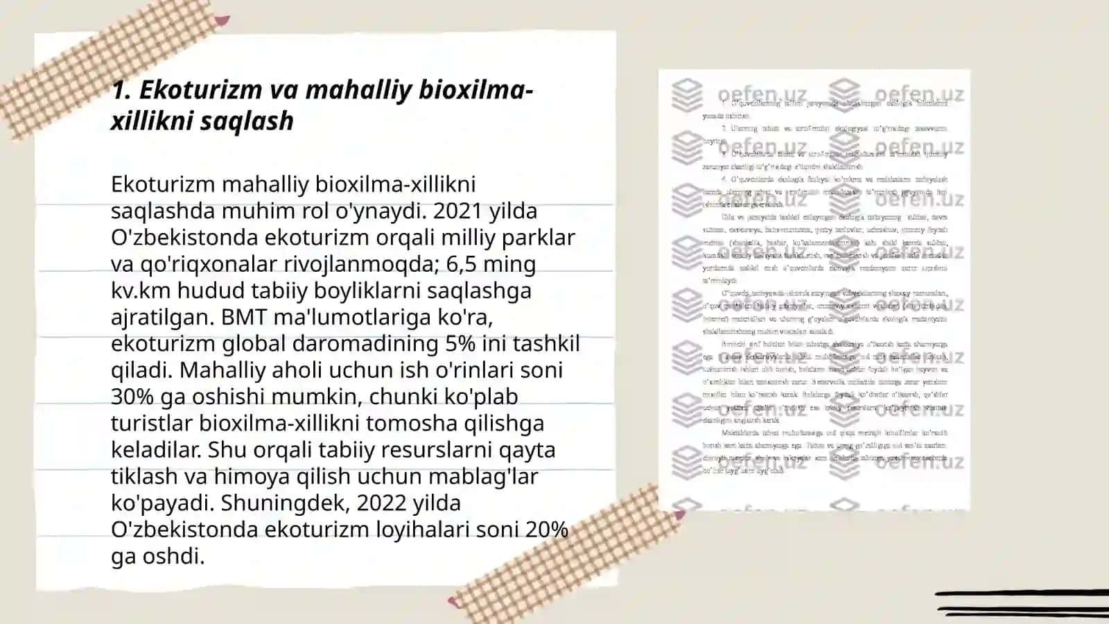 Ekotizm tovarlari va xizmatlari: tabiatga tahdid solish 3