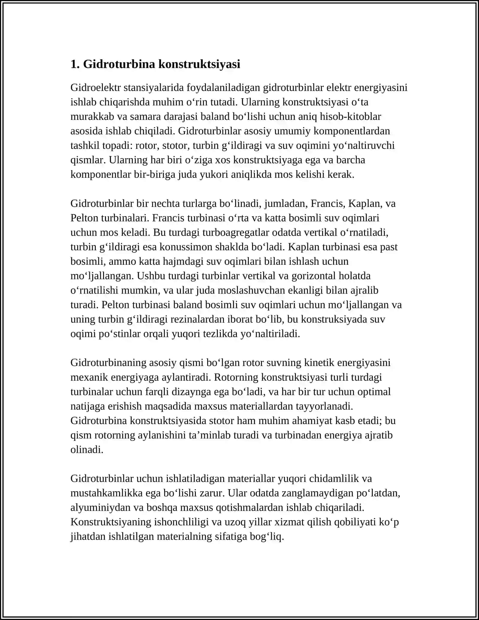 CHOʻMICHLI GIDRITURBINALAR KONSTRUKSIYASI VA ASOSIY QISMLARI 3