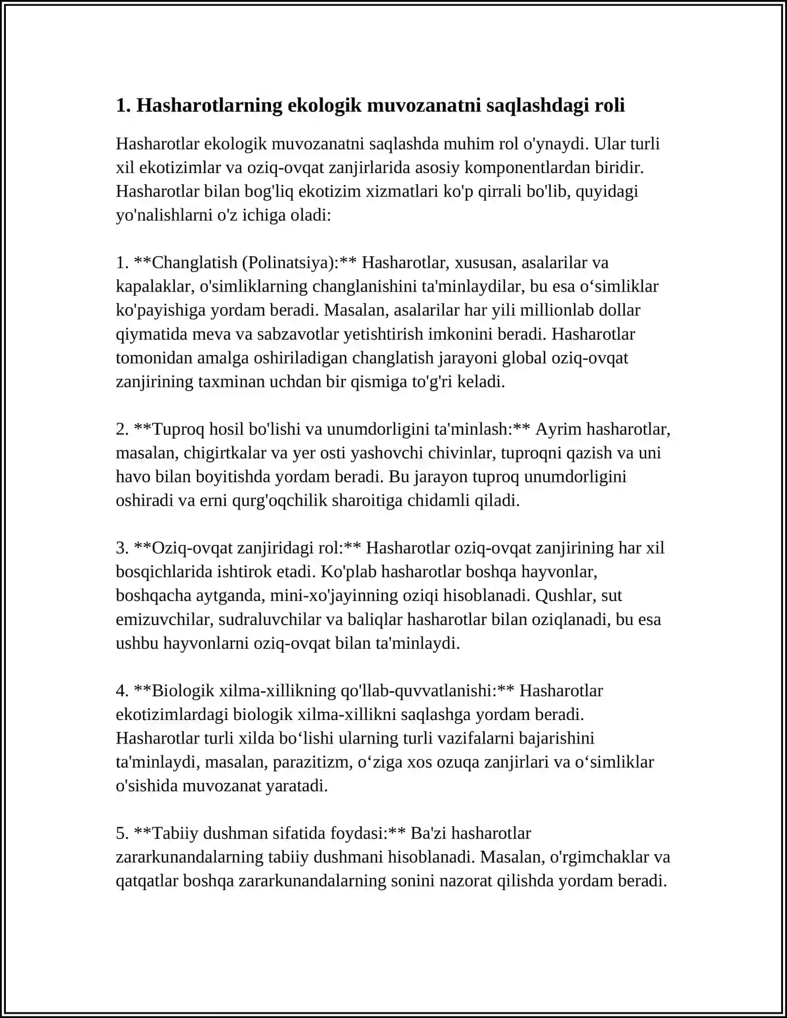 HASHAROTLARNING TABIATDAGI AHAMIYATI 3