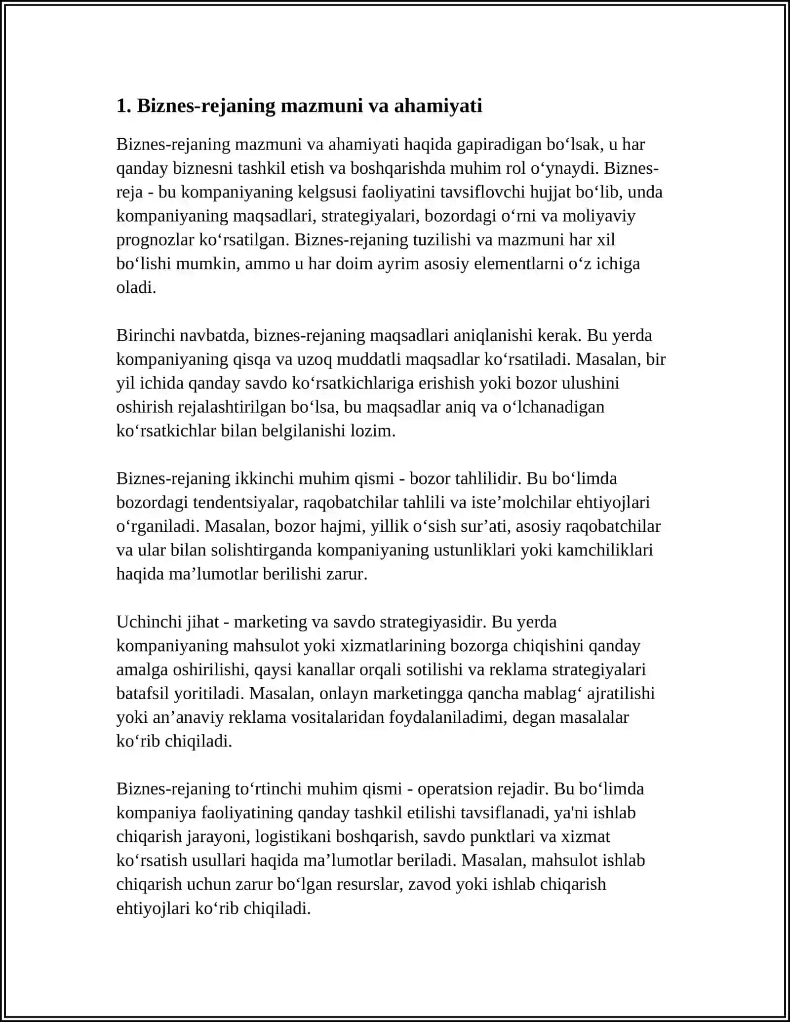 BIZNES REJANING TASNIFI VA TARKIBI QISMLARI 3