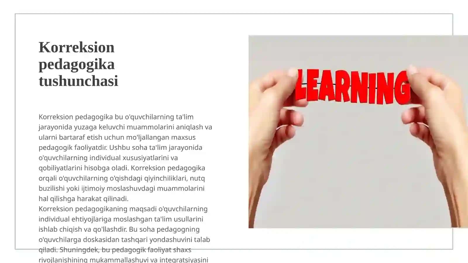 Korreksion pedagogika pedagogning asosiy vazifalari tamoyillari va metodlari 3