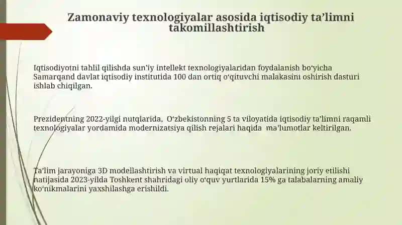 Zamonaviy Texnologiyalar asosida Iqtisodiy Ta'lim 3