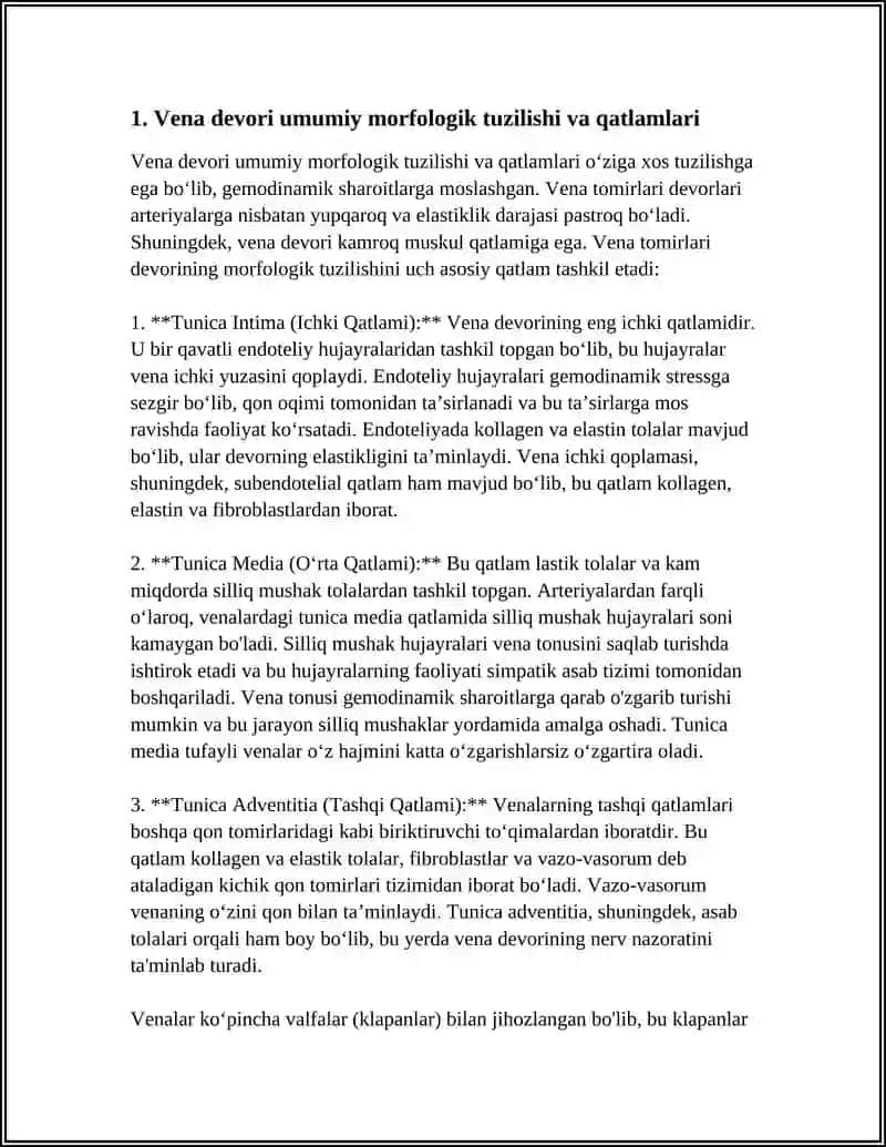Vena Tomirlari Devorining Gemodinamik Sharoitlarga Bog'liq Hol'da Tuzilishi 3