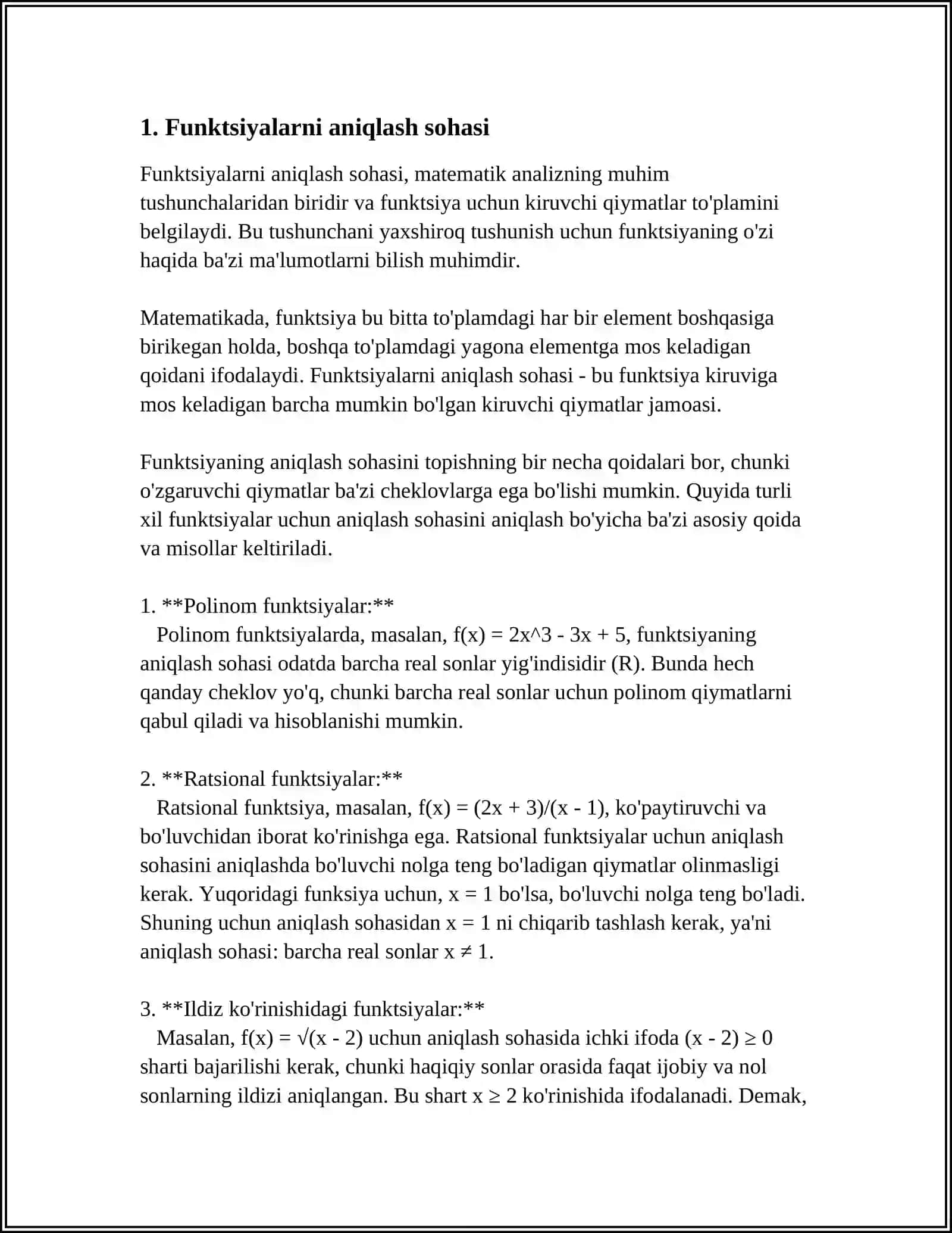 MATEMATIK FUNKSIYALAR BILAN ISHLASH 3