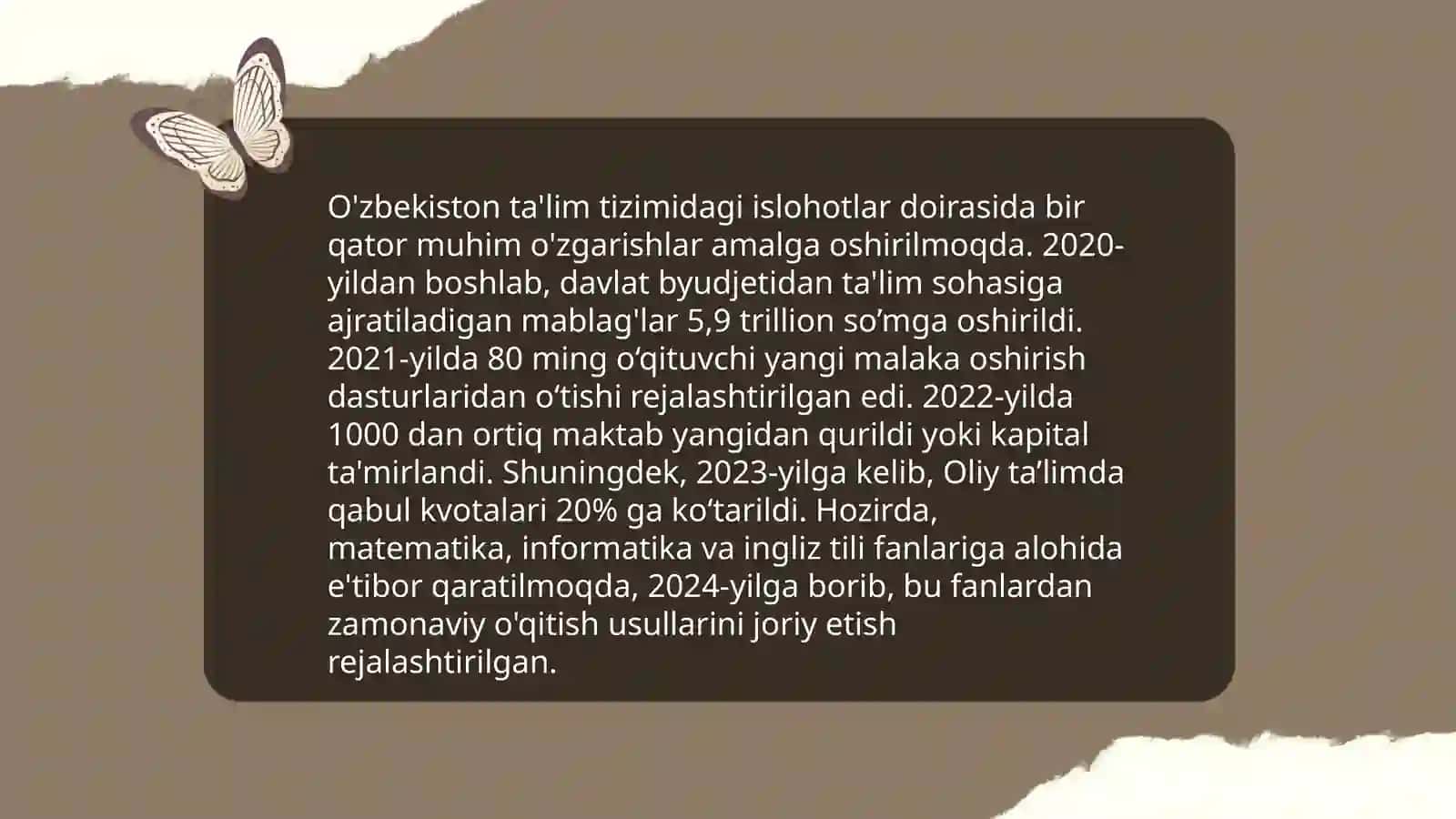 Oʻzbekistonda ijtimoiy sohada amalga oshirilayotgan oʻzgarishlar mazmun va mohiyati 3