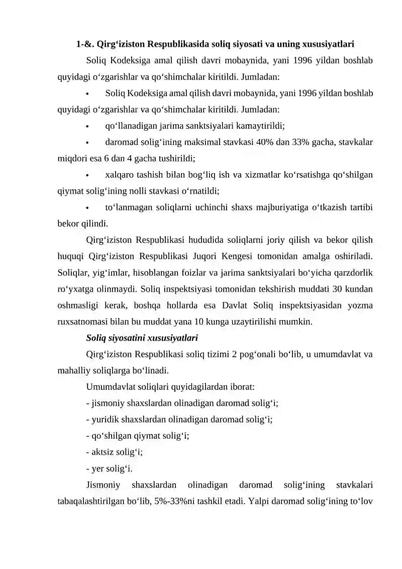 QIRG‘IZISTON RESPUBLIKASIDA SOLIQ NAZORATINI AMALGA OSHIRISH VA UNING HUQUQIY ASOSLARI 3