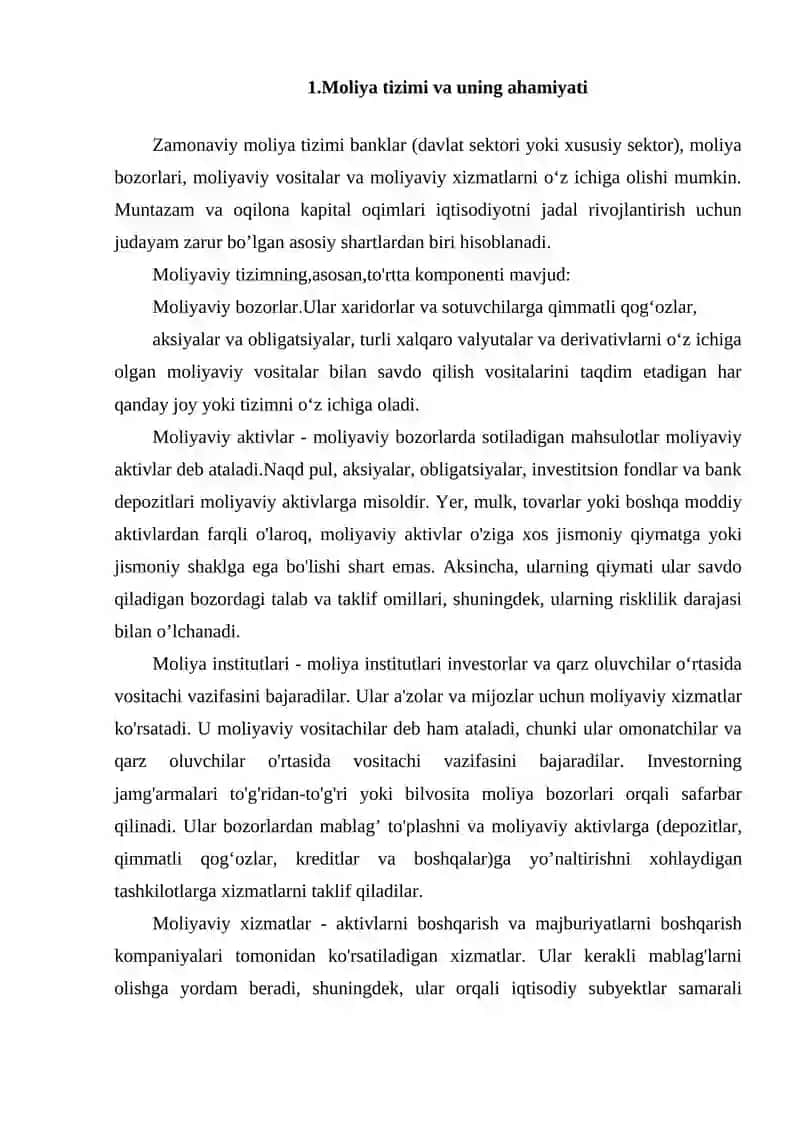 Moliyaviy Tizim va Inqirozlar Haqida Tushuncha 3