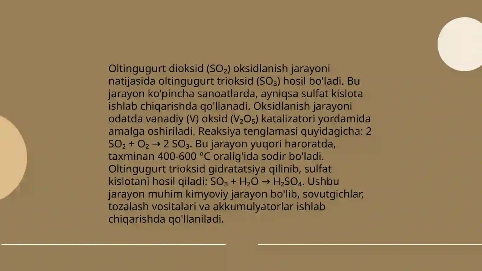 Oltingugurt dioksidni oltingugurt uch oksidiga ikkilamchi oksidlash jarayoni 3