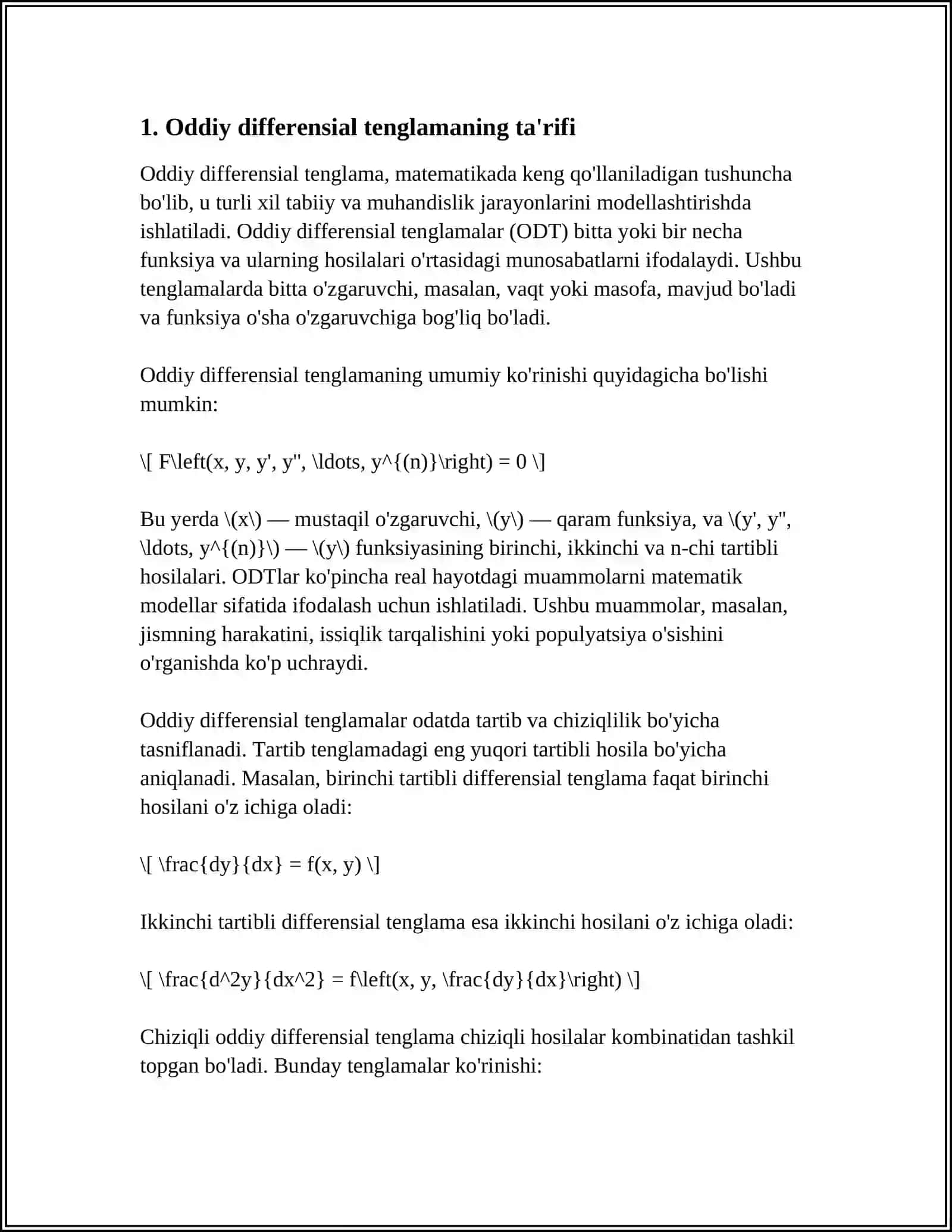 ODDIY DIFFERENTIAL EQUATIONS 3
