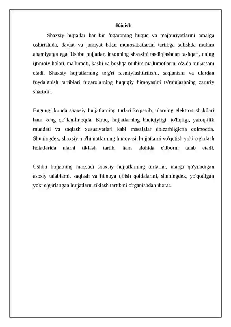 Ish hujjatlari va ularga qoʻyiladigan asosiy talablar 3