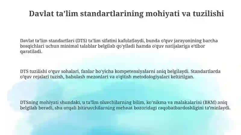 Davlat ta’lim standartlari va malaka talablari 3