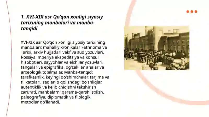 XVI-XIX asr Qo'qon xonligi siyosiy tarixining tarixshunosligi 3