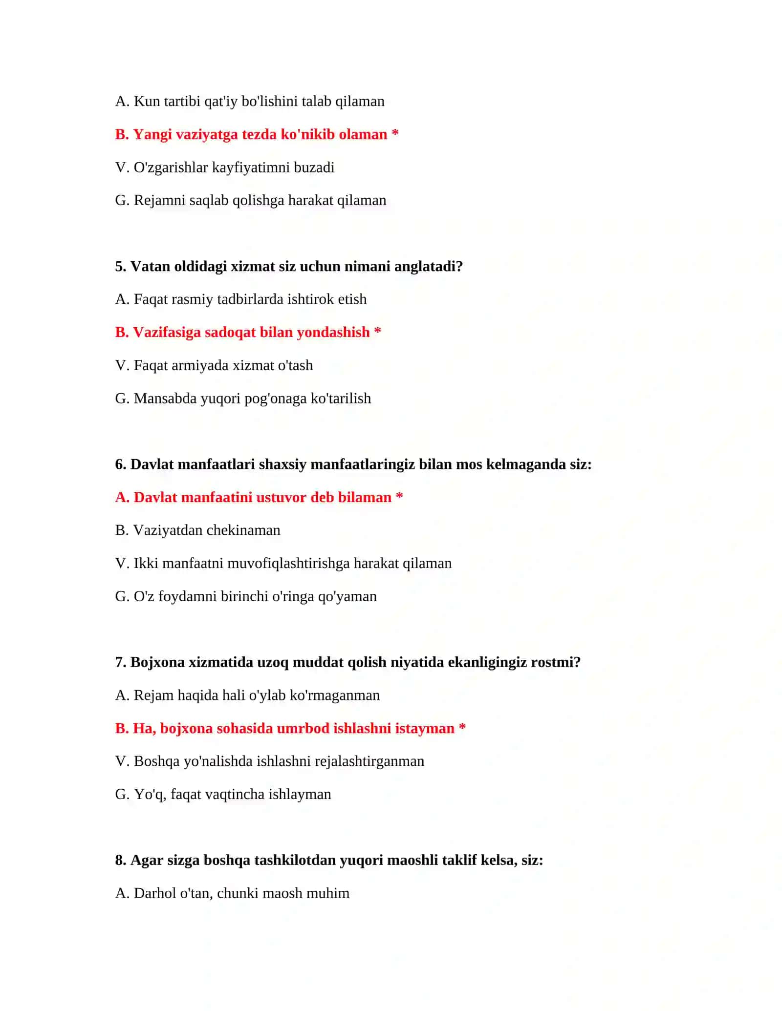 Bojxona imtihon testlari PDF 3