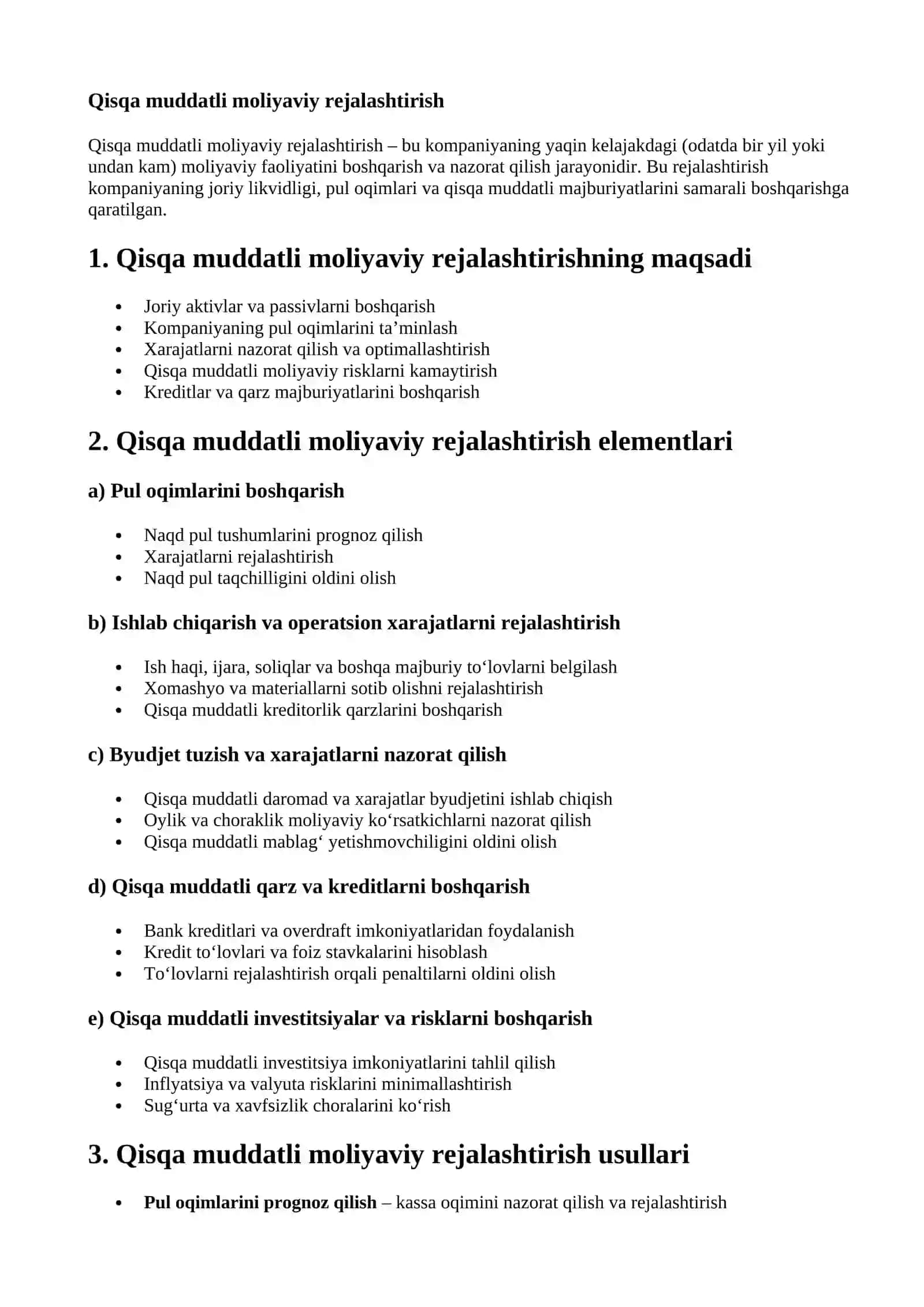 Kompaniya faoliyatini moliyaviy rejalashtirish 3