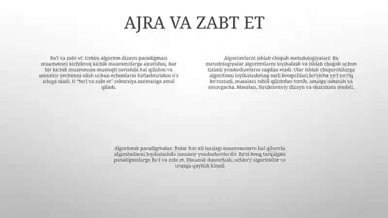 Algaritimni IshlabChiqishMetodlari 3