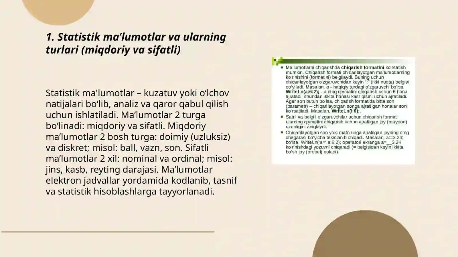 Statistik ma’lumotlarni elektron jadvallar yordamida qayta ishlash 3