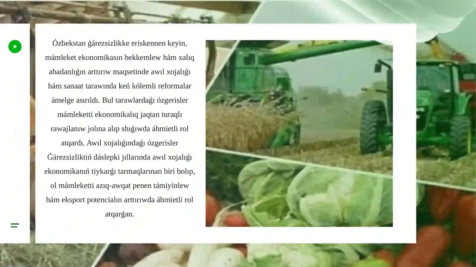 Ǵárezsizlik jıllarında awıl xojalıǵında hám sanaat tarawındaǵı ózgerisler. 3