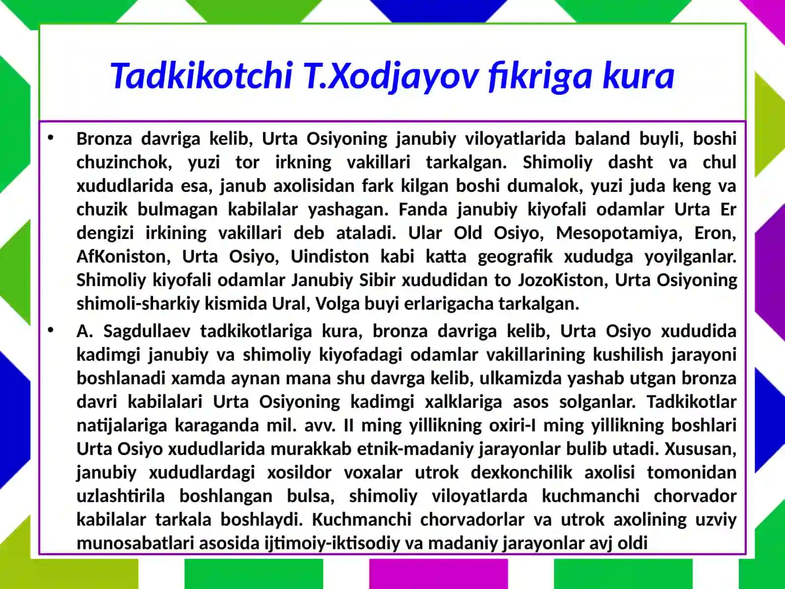 Turkiy xalkining shakllanish va O'rta Osiyoning kadimgi axolisi 3