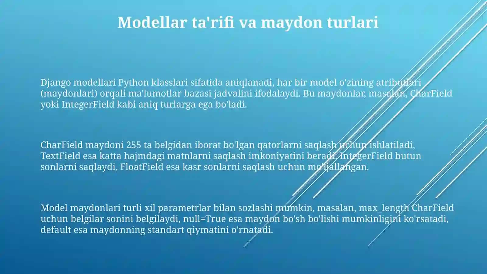 Django freymvorkida modellar 3