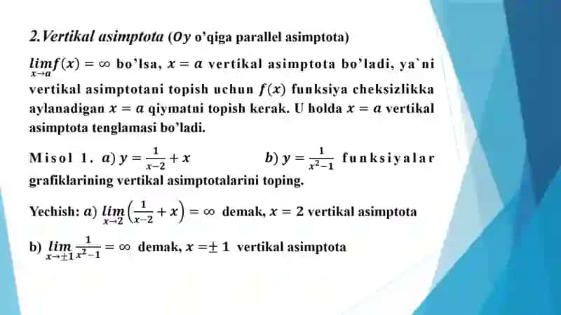 “Egri chiziqning asimtotalari” 3
