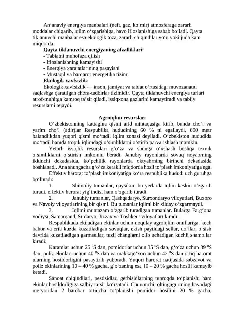 QAYTA TIKLANUVCHI ENERGIYA MANBALARI VA EKOLOGIK XAVFSIZLIK 3