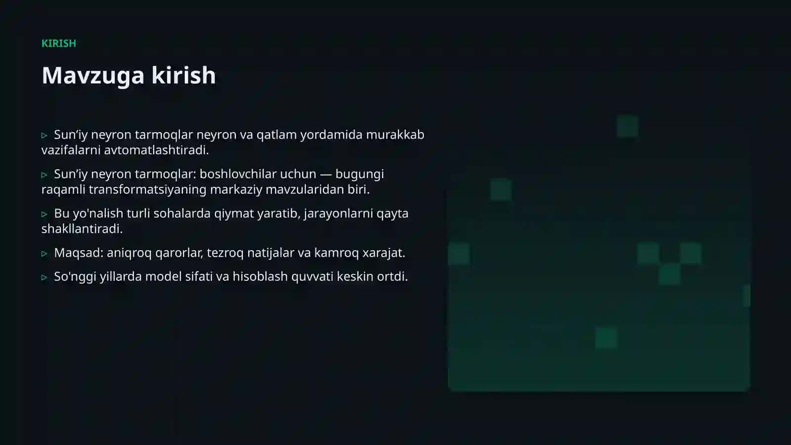 Sunʼiy neyron tarmoqlar: boshlovchilar uchun 3