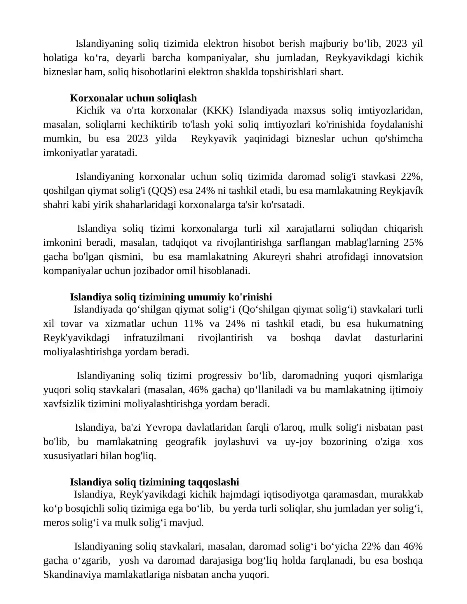 Islandiya soliq tizimi va uning o’ziga xos xususiyatlari 3
