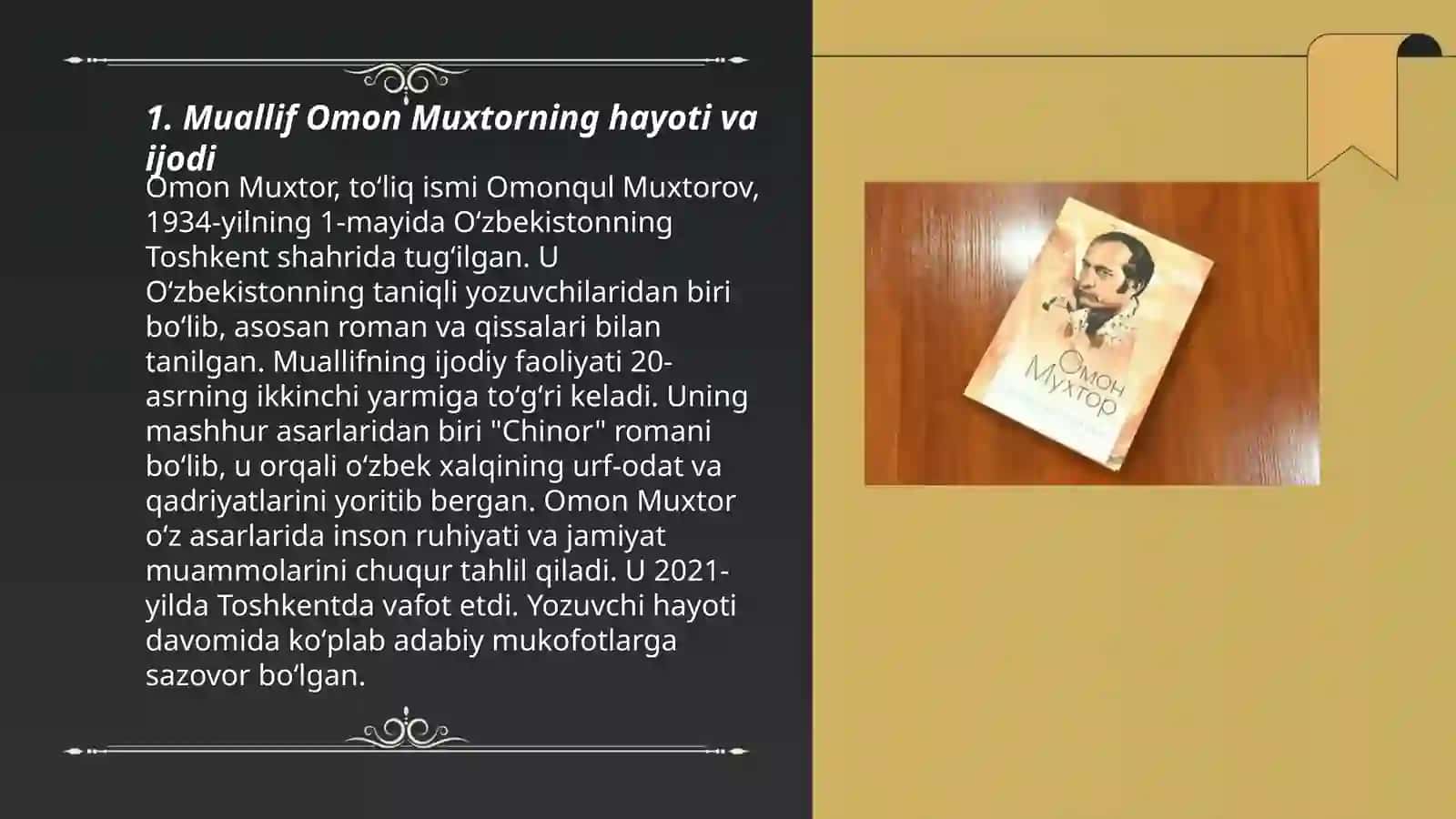 Omon Muxtorning Tepalikdagi Xaroba romani tahlili 3