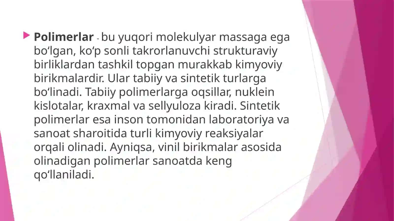 POLIMERLAR SINTEZI VA XOSSALARI 3