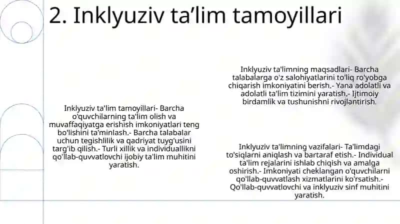 Inklyuziv Ta'Limning Predmeti Obyekti Tamoyillari Maqsad Va Vazifalari 3