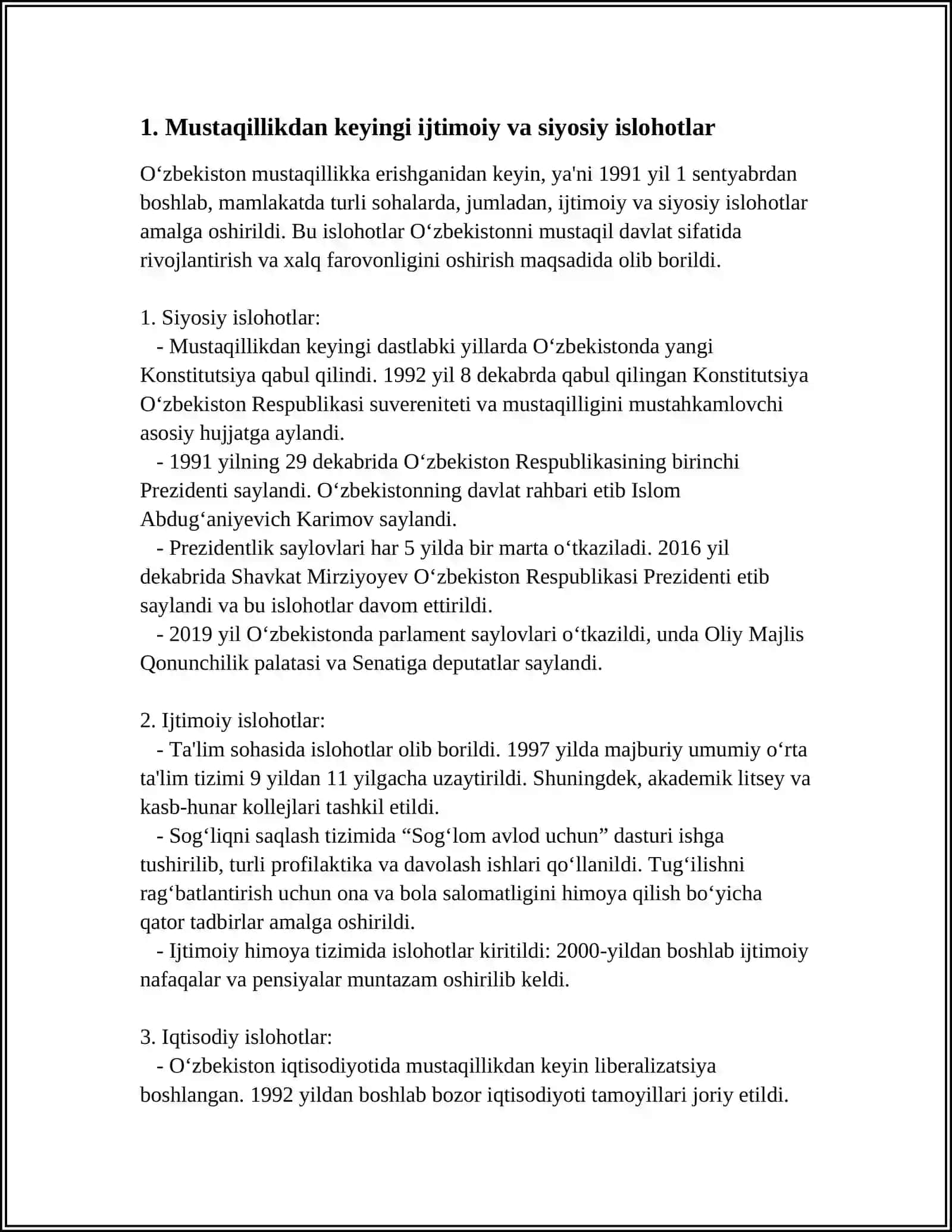 O‘ZBEKISTONNIŃ EŃ JAŃA TARIYXI PÁNINEN ÒZ BETINSHE JUMISI 3