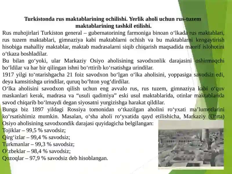 Rus maktablarining ochilishi Turkistonda 3