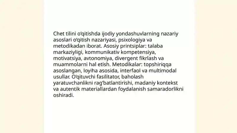 Chet tilini o'qitishda ijodiy yondashuvlarning nazariy asoslari 3