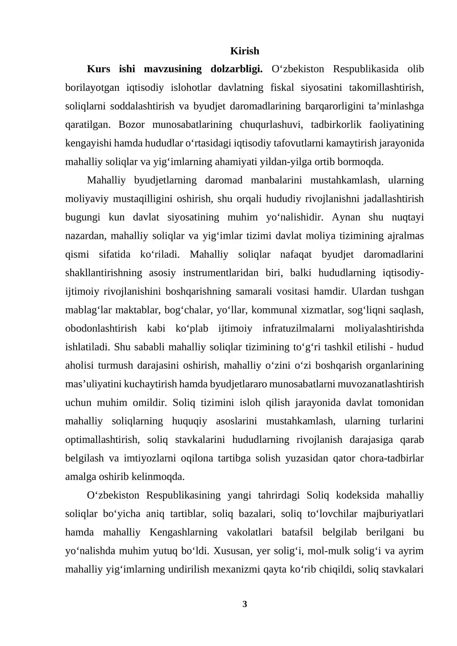 Oʻzbekiston respublikasida mahalliy soliqlar va yigʻimlarning amal qilish mexanizmi 3