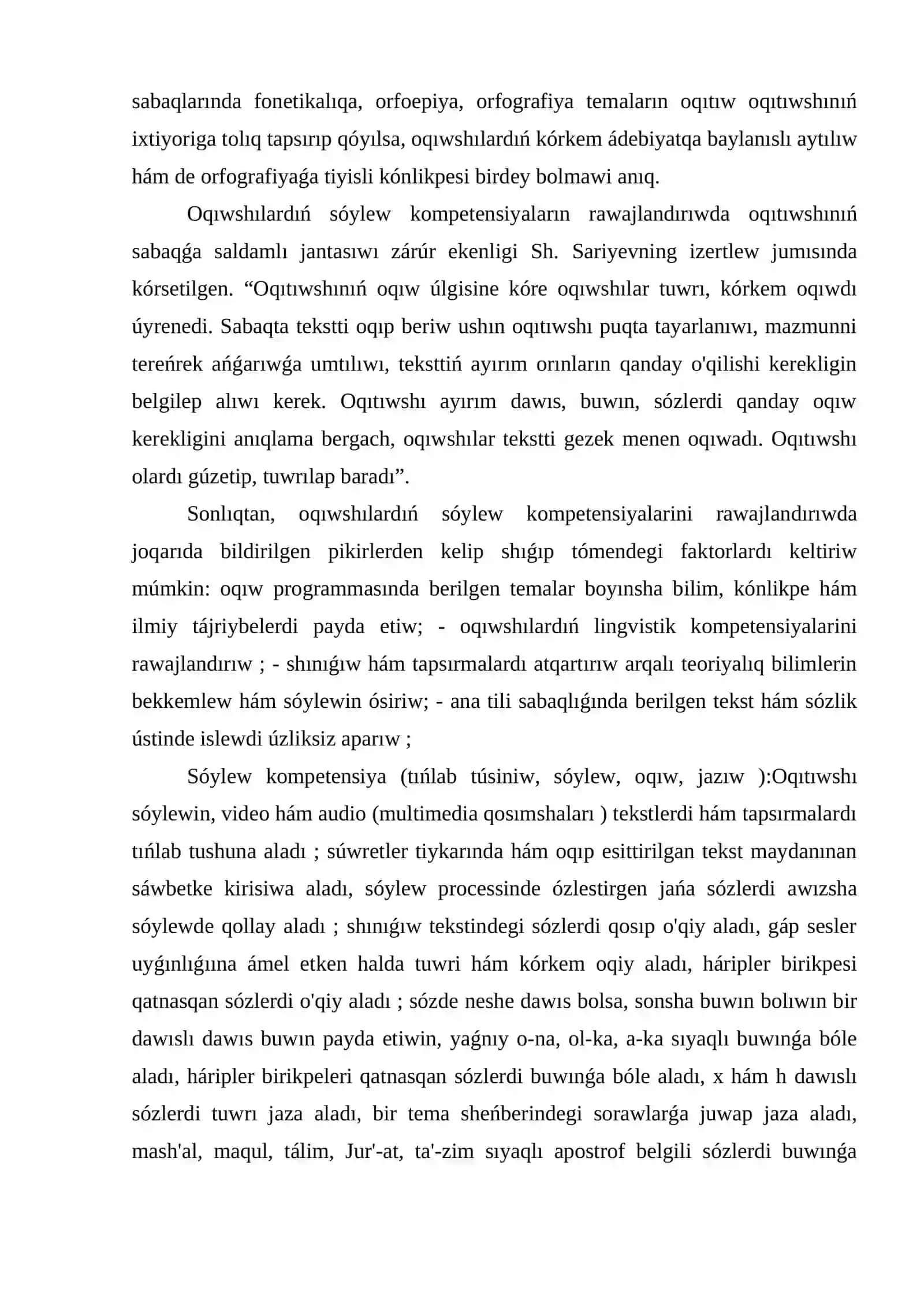 Sóylew kompetenciyası ham lingvistikaliq kompetenciyaǵa qoyılatuǵın talaplar 3