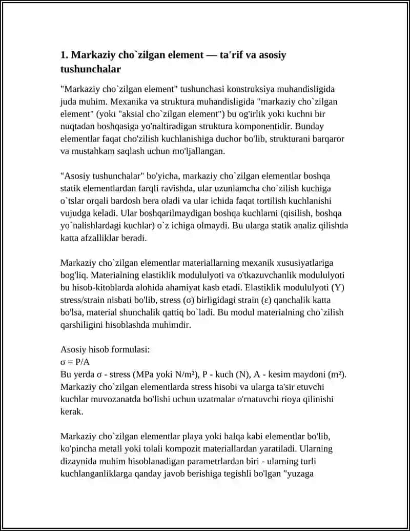 MARKAZIY CHO`ZILGAN ELEMENT HISOBI 3