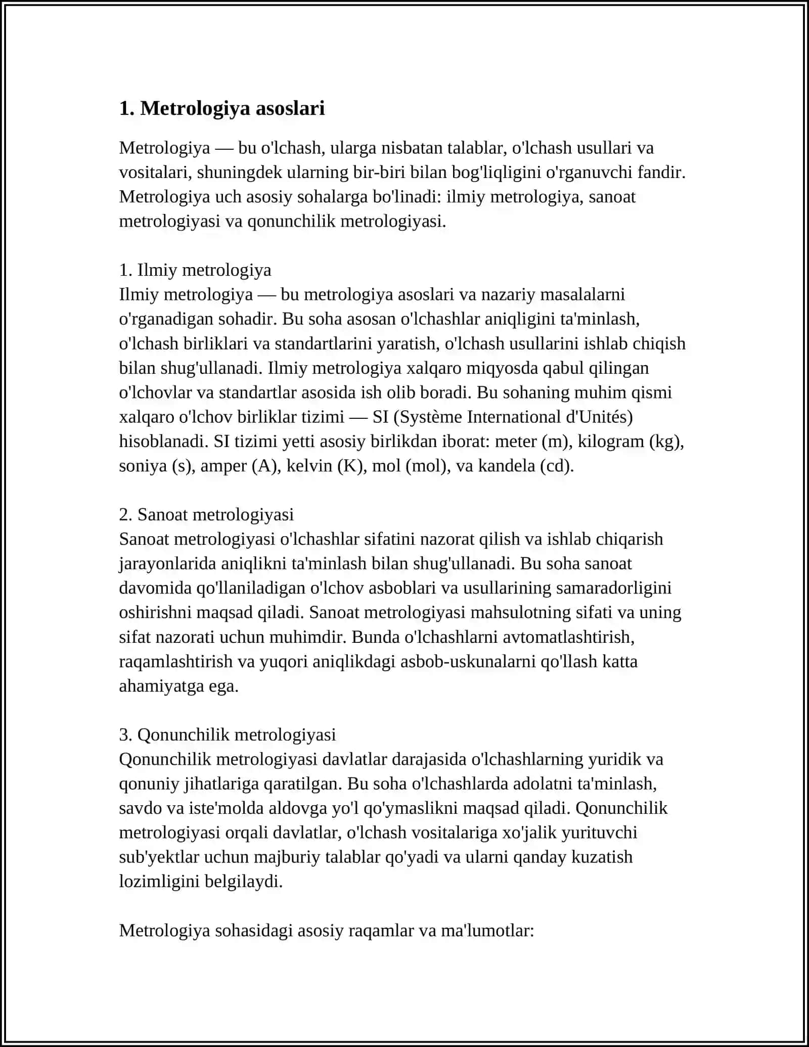 NON VA NON MAHSULOTLARI SINOV LABORATORIYASINI METROLOGIK TA’MINLASH 3