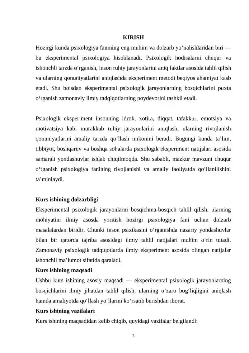 Eksperimental psixologik jarayonlar bosqichlari 3