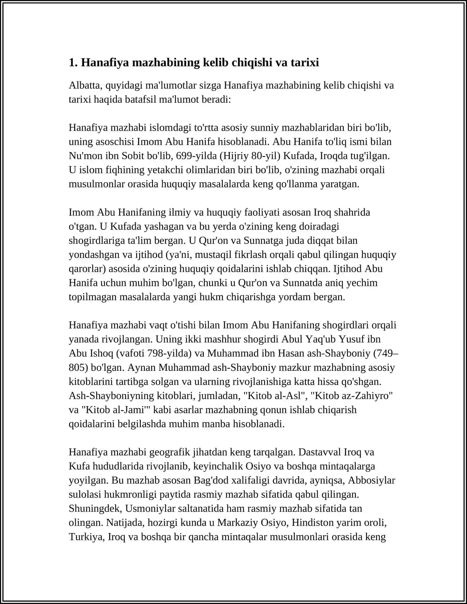 HANAFIY MAZHABI RIVOJIDA MARKAZIY OSIYO FAQIHLARINING ROLI VA HISSASI 3