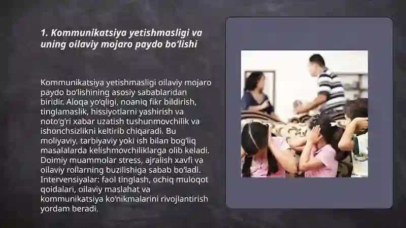 Kommunikatsiya yetishmasligi va uning oilaviy mojaro paydo bo‘lishi 3