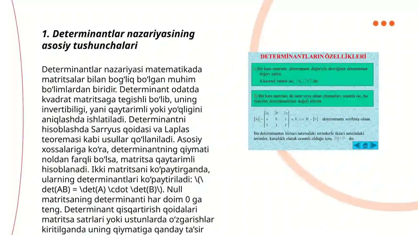 Determinantlar nazariyasini aksiomatik qurish 3
