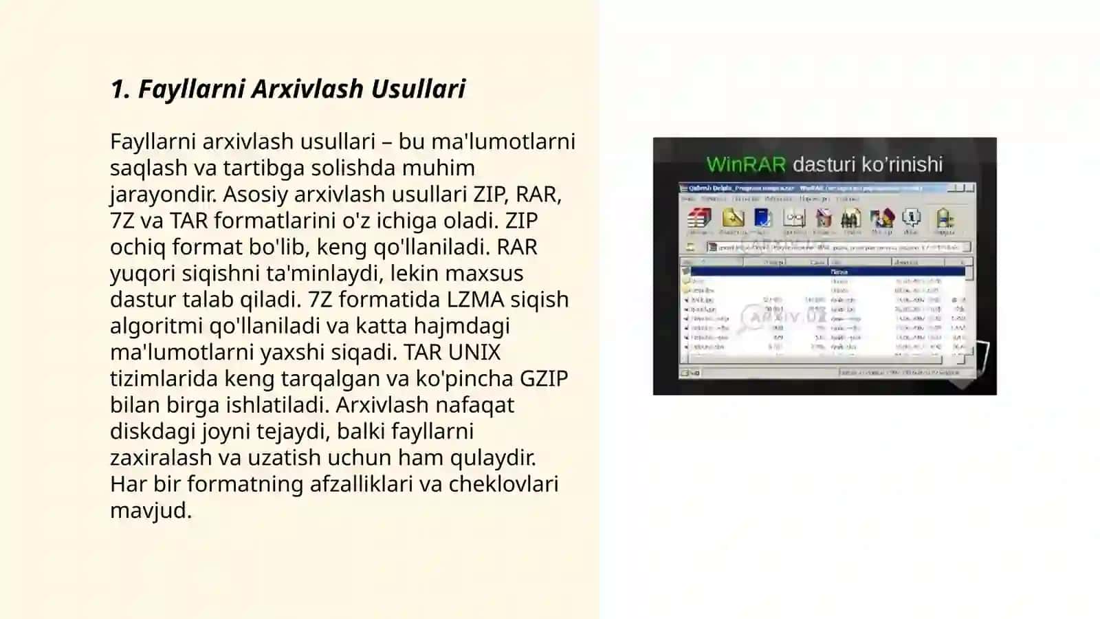 Fayllarni Arxivlash Usullari 3