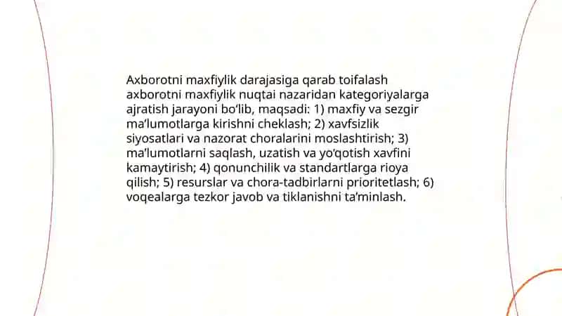 Axborotni maxfiylik darajasiga qarab toifalash 3