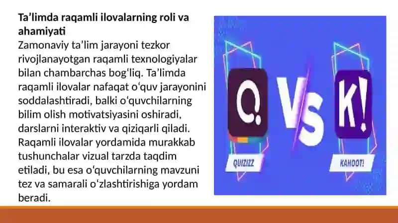 Quizizz, Edraw max, Kahoot kabi ilovalardan talim sohasida foydalanish 3