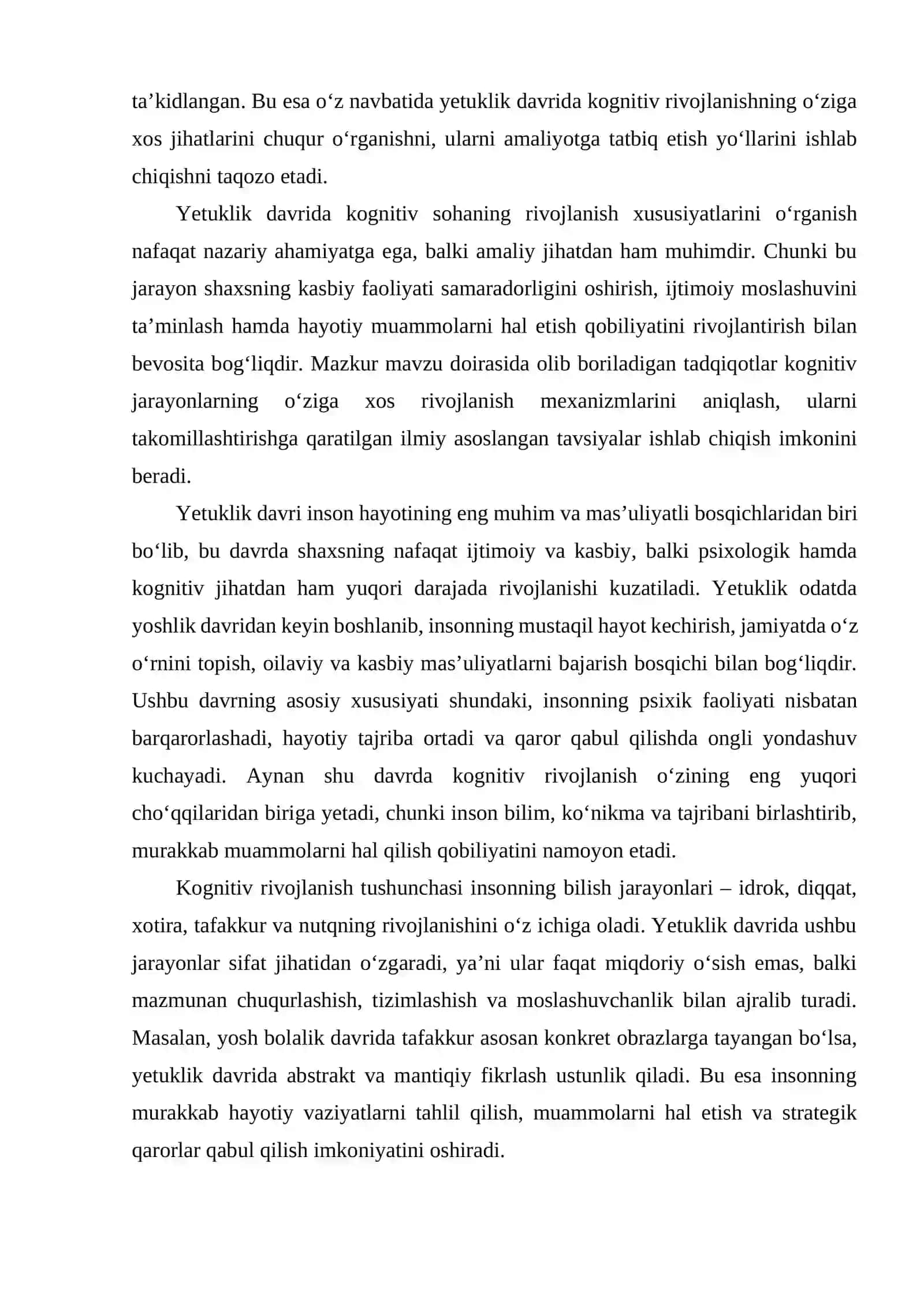 Yetuklik davrida kognitiv soha rivojlanish xususiyatlari 3