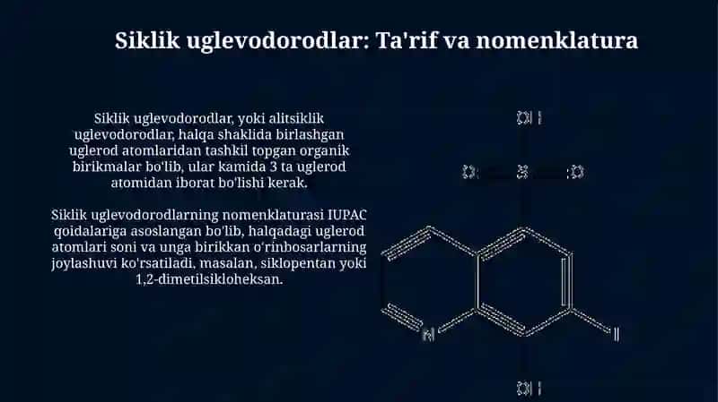 Siklik va Getsiklik Uglevodorodlarning Tuzilishi va Nomenklaturasi 3
